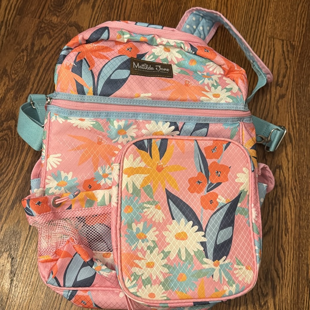 NWT Matilda Jane Pink and Blue Floral Backpack